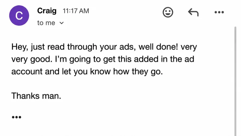 Email from Craig